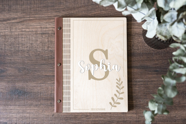 Zeugnismappe mit Initialen personalisiert